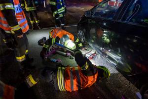 Elektrofahrzeug landet nach Unfall im Maisfeld